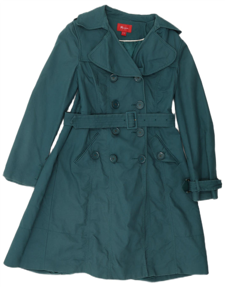 Monsoon Womens Trench Coat UK 10 Lille grøn bomuld