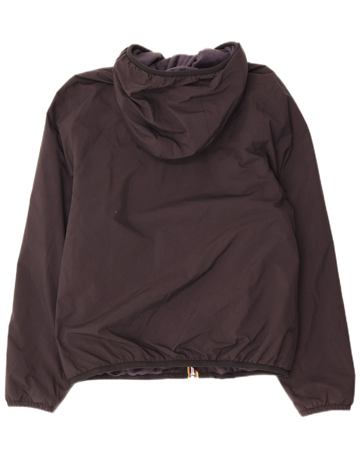 K-Way Dame Hooded Windbreaker Jacket UK 14 Medium Sort Polyamid