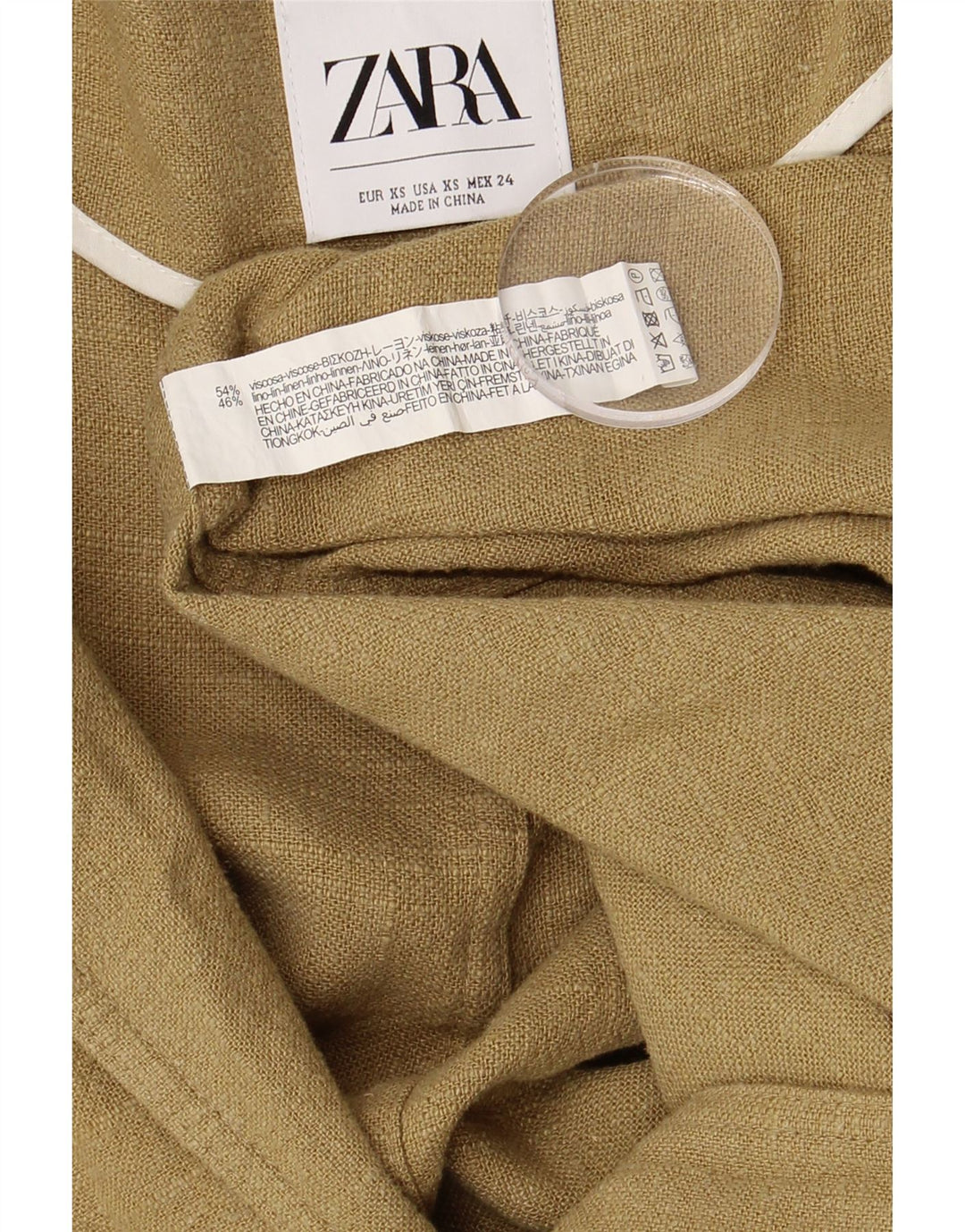 Zara Oversized Trench Coat til kvinder, UK 6 XS Khaki Viscose