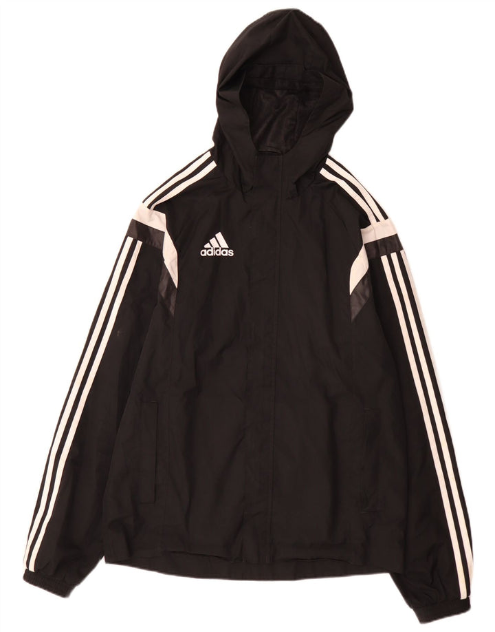 Adidas Regnjakke med hætte til mænd UK 36 Small Black Colourblock Polyester