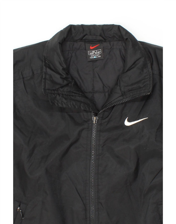 NIKE Boys Oversized Graphic Windbreaker Coat 8-9 Years Small Black Nylon Vintage Nike and Second-Hand Nike from Messina Hembry 