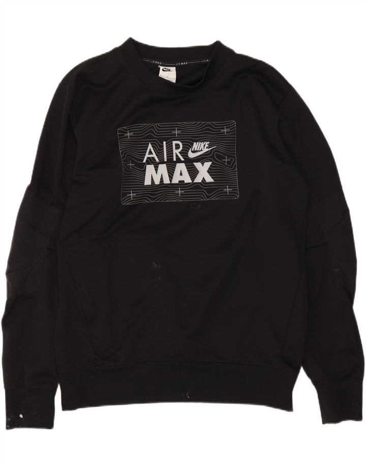 NIKE Mens Air Max Graphic Sweatshirt Jumper Medium Black Polyester Vintage Nike and Second-Hand Nike from Messina Hembry 