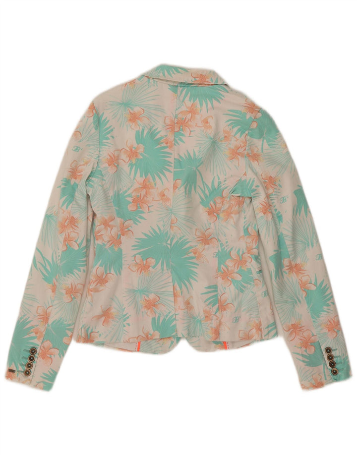 Tommy Hilfiger Dame 2 Button Blazer Jacket US 4 Small Blue Floral Cotton