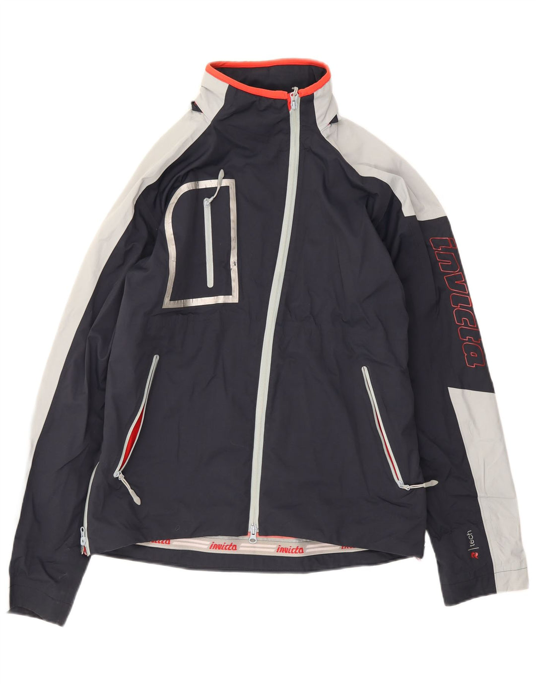 Invicta Grafisk regnjakke til kvinder UK 16 Large Navy Blue Colourblock