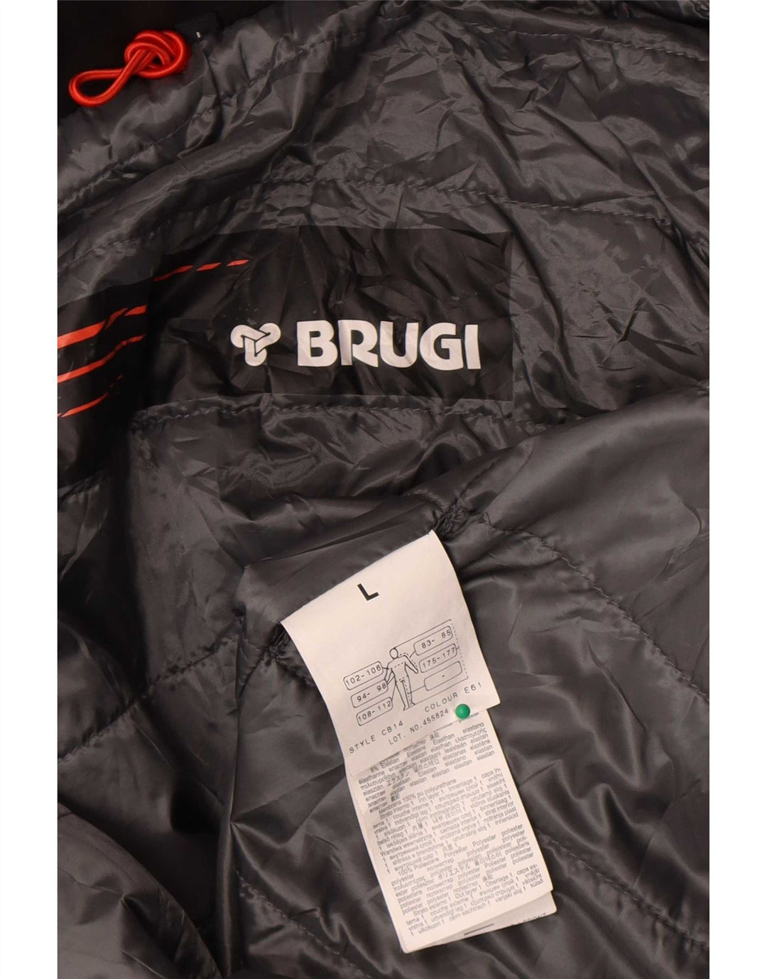 Brugi Herre hættepolstret jakke UK 40 Large Black Colourblock Polyester