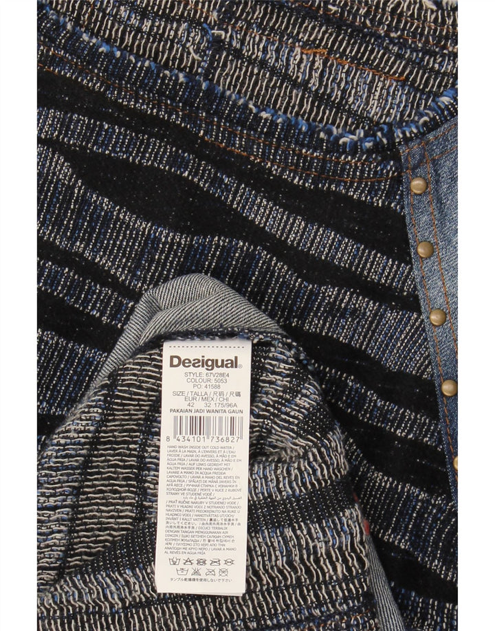 DESIGUAL Dame grafisk denim basiskjole EU 42 Stor marineblå stribet