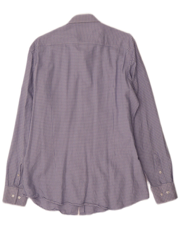 Hugo Boss Herre Slim Fit skjorte UK 41 16 Stor blå geometrisk bomuld