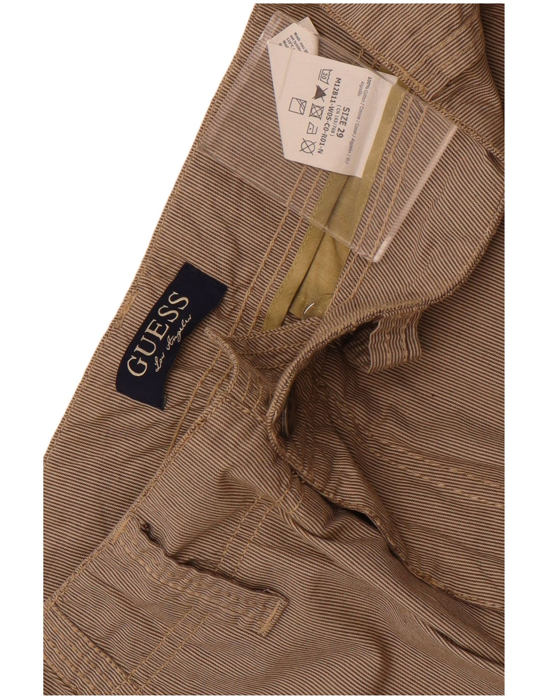 Guess Herre Cargo Bermuda Shorts W29 Små brune nålestribet bomuld