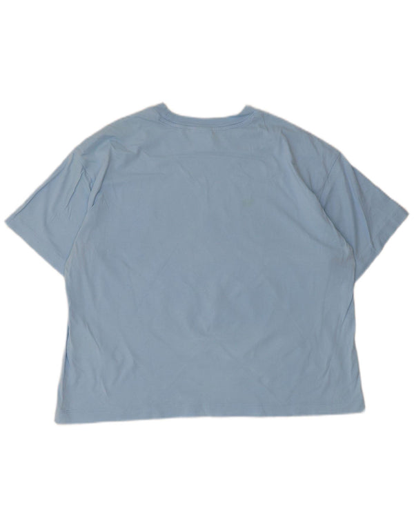Champion Womens Crop Oversized grafisk T-shirt top UK 10 Small Blue Cotton