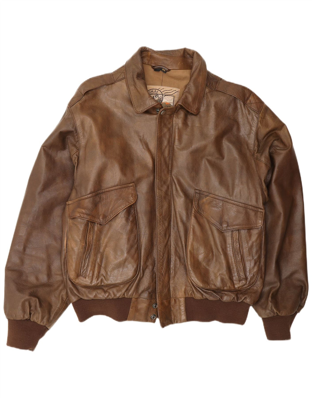 Outback Herre Læderjakke UK 42 XL Brun Læder