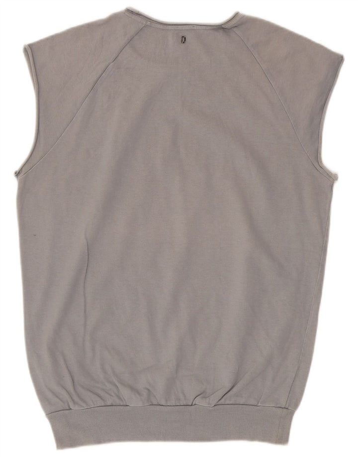 Dondup Herre Grafisk Ærmeløs Sweatshirt Jumper Medium Grå Bomuld