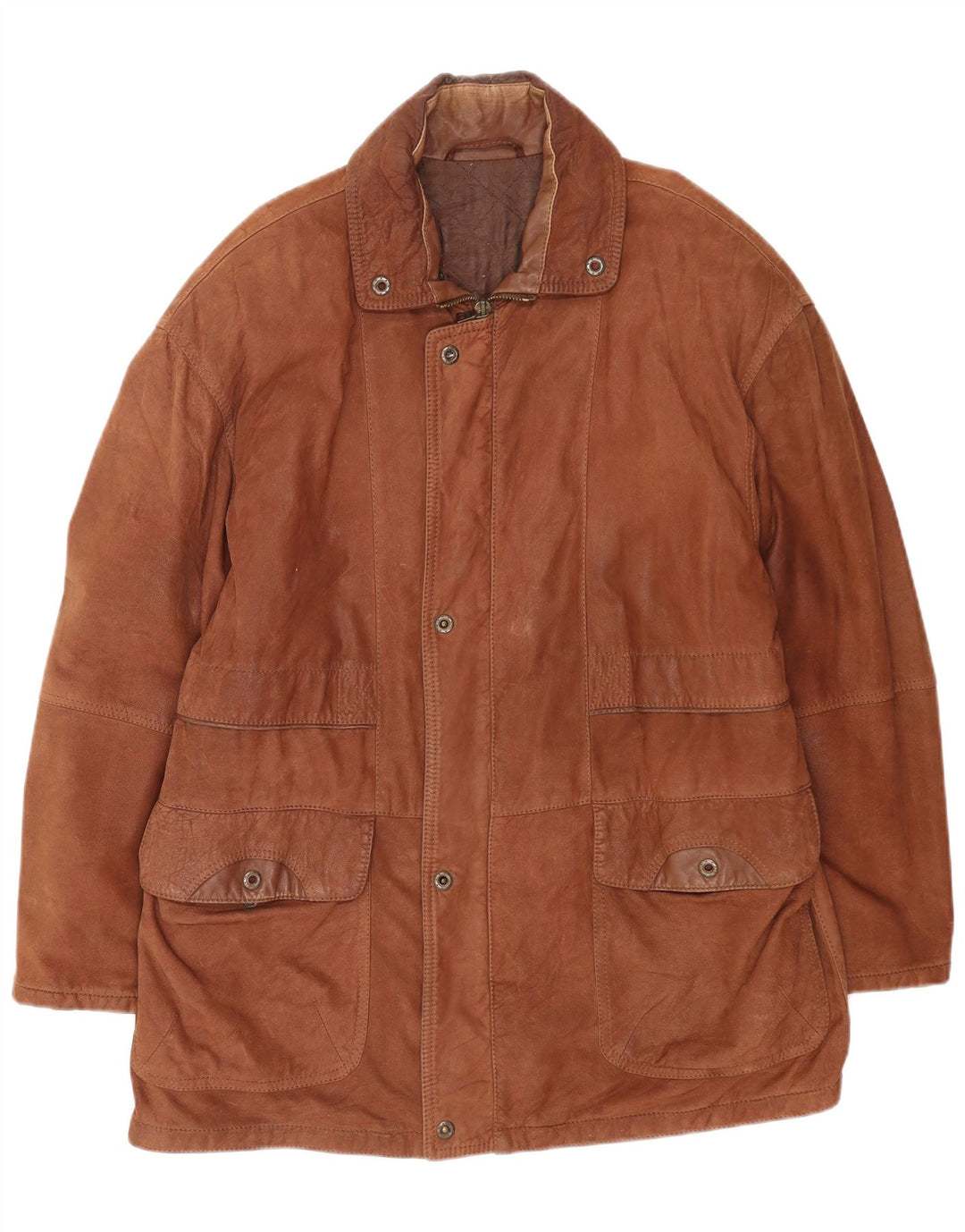 Vintage herre læderjakke IT 52 XL brunt læder