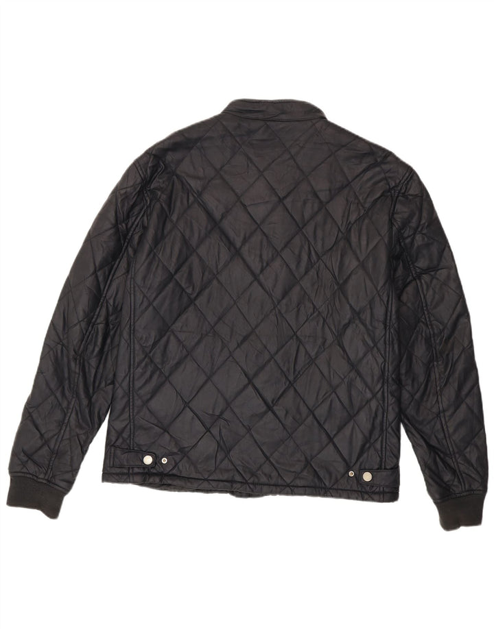 Zara Herre Quiltet Jakke UK 42 XL Sort Polyester