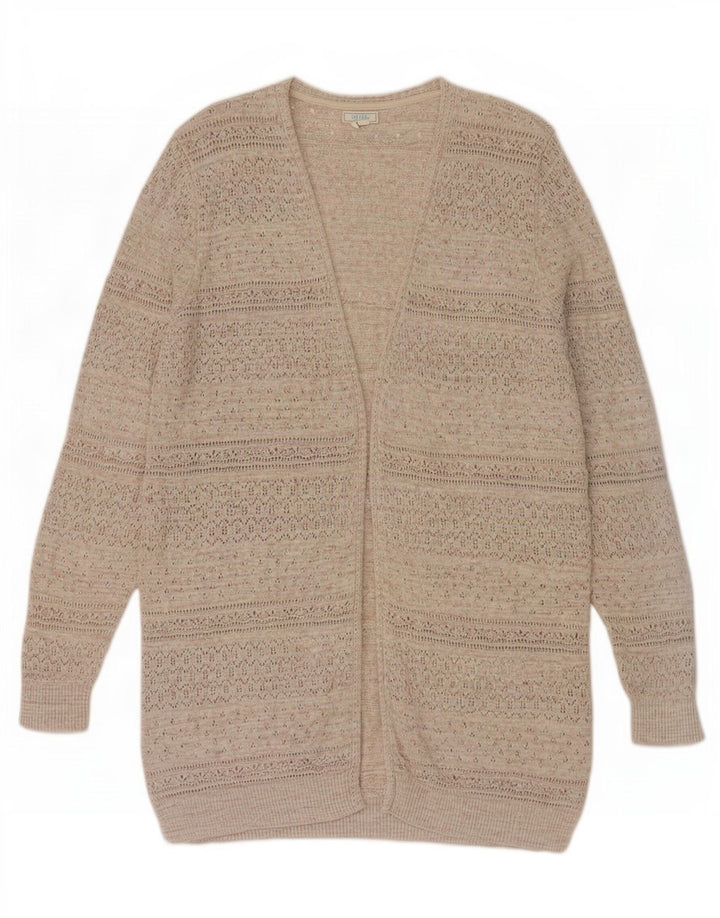 Fat Face Dame Longline Åben Cardigan Sweater UK 16 Large Grey Flecked