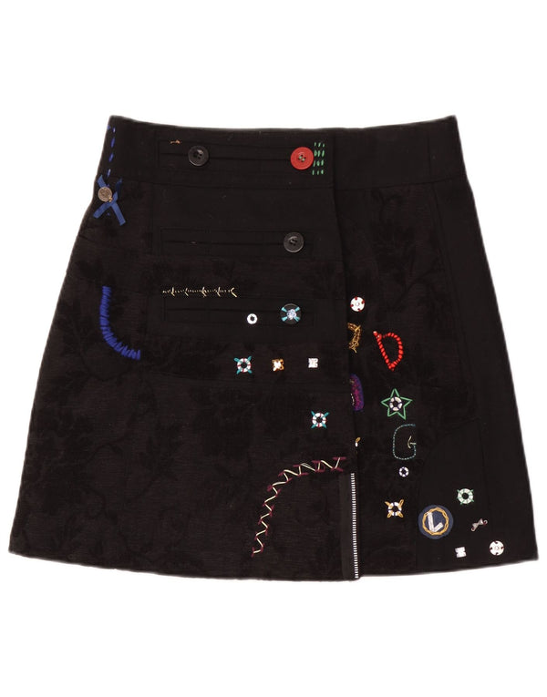 Desigual Kvinder grafisk A-linje nederdel EU 38 Medium W30 Sort Blomster