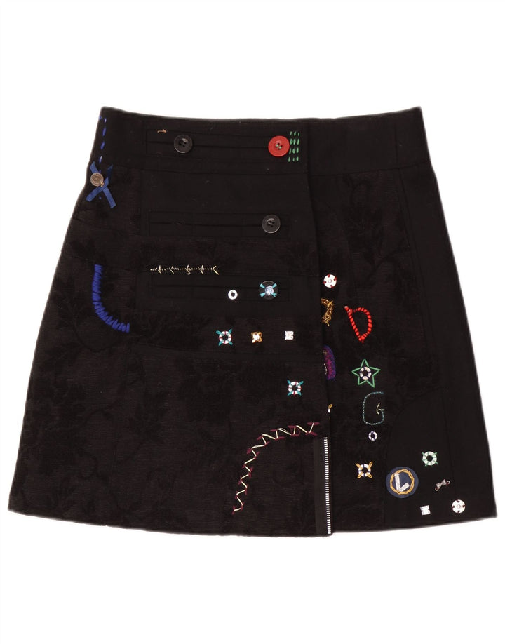 Desigual Kvinder grafisk A-linje nederdel EU 38 Medium W30 Sort Blomster