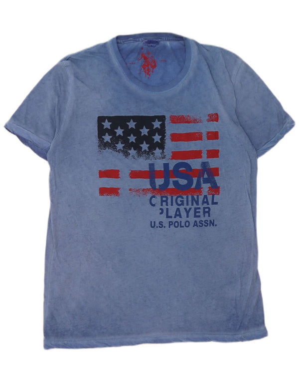 U.S. Polo Assn. Herre grafisk T-shirt top XL blå bomuld
