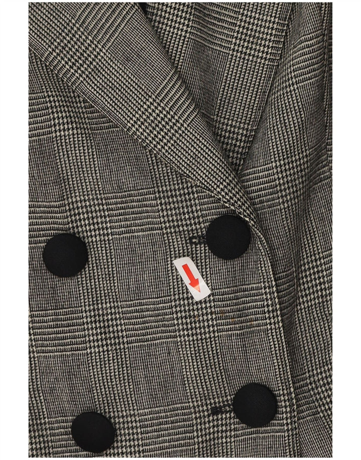 Vintage Dame Langærmet Blazer Jacket UK 18 XL Grå Houndstooth