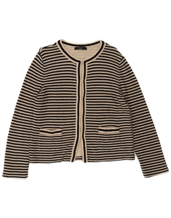 Max Mara Dame Cardigan Sweater UK 14 Medium Sort Stribet
