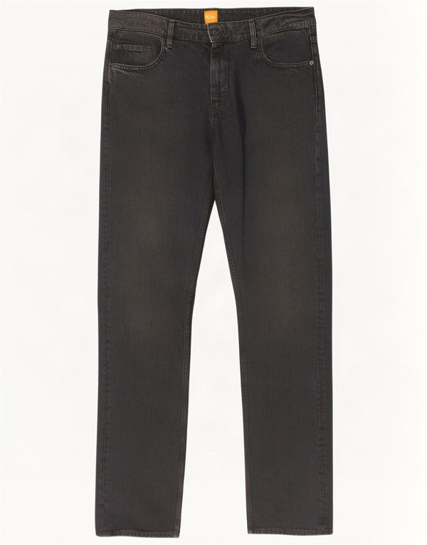 Hugo Boss Straight Jeans til mænd W34 L34 Sort bomuld