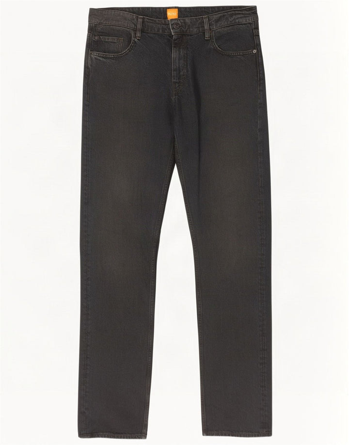 Hugo Boss Straight Jeans til mænd W34 L34 Sort bomuld