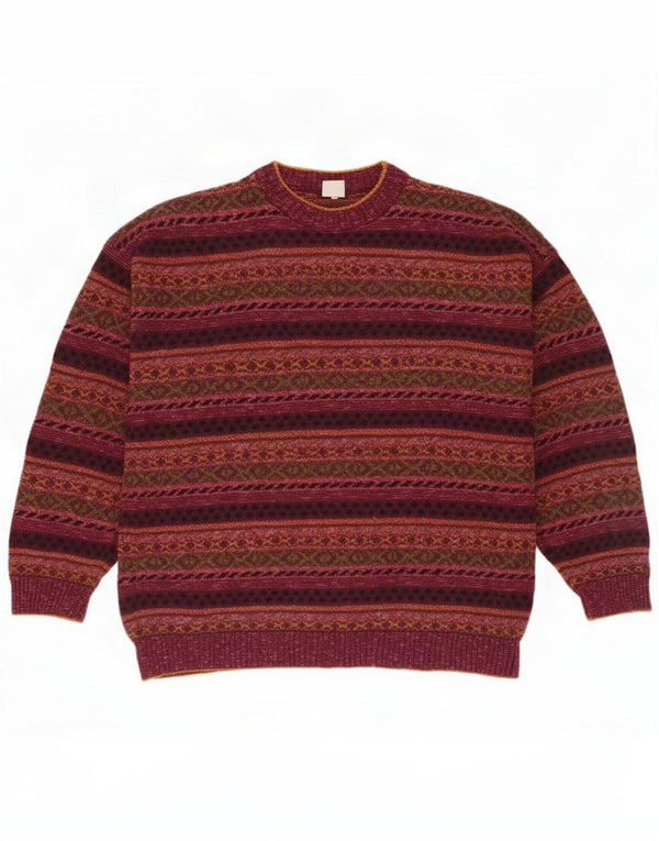 Vintage Herre sweater med rund hals IT 52 Large Multicolored Fair Isle