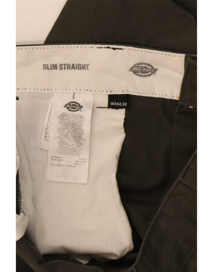 Dickies Herre Straight Slim Chino Bukser W34 L32 Grøn Polyester