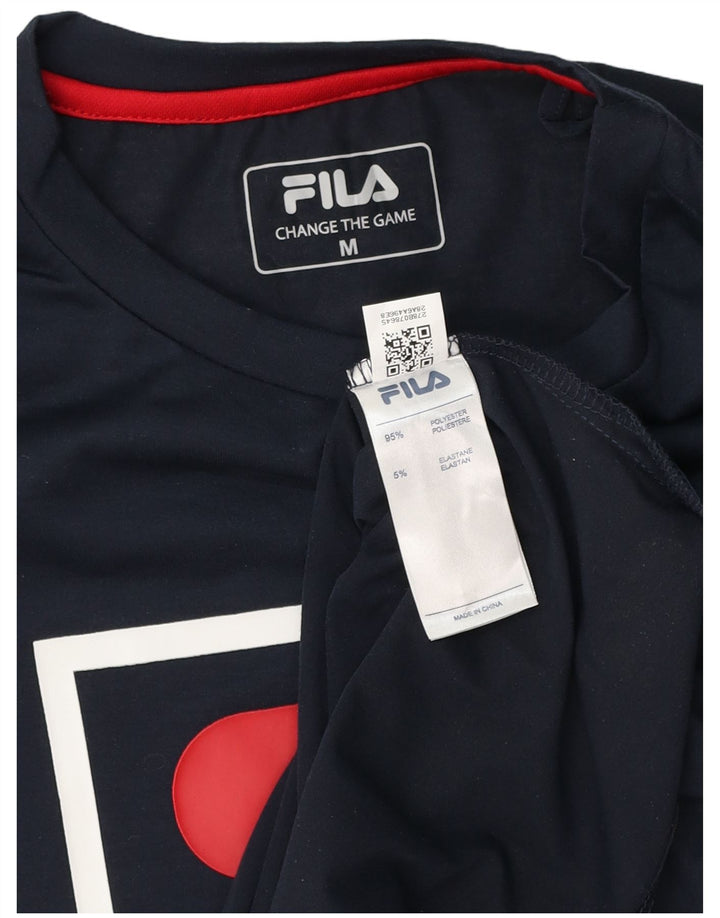 Fila Herre Grafisk T-Shirt Top Medium Marineblå Polyester
