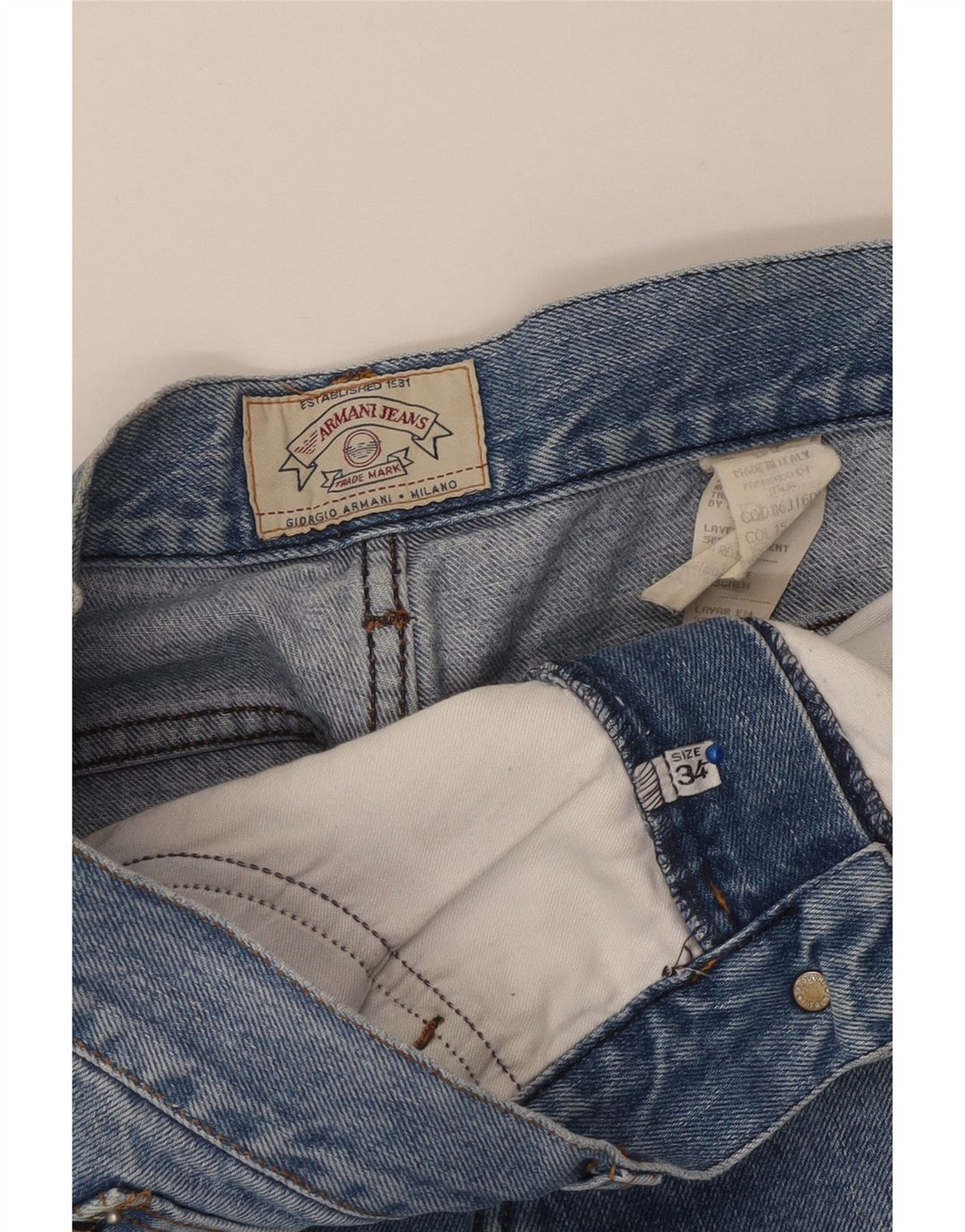 ARMANI Lige jeans til kvinder W34 L31 Blå Bomuld