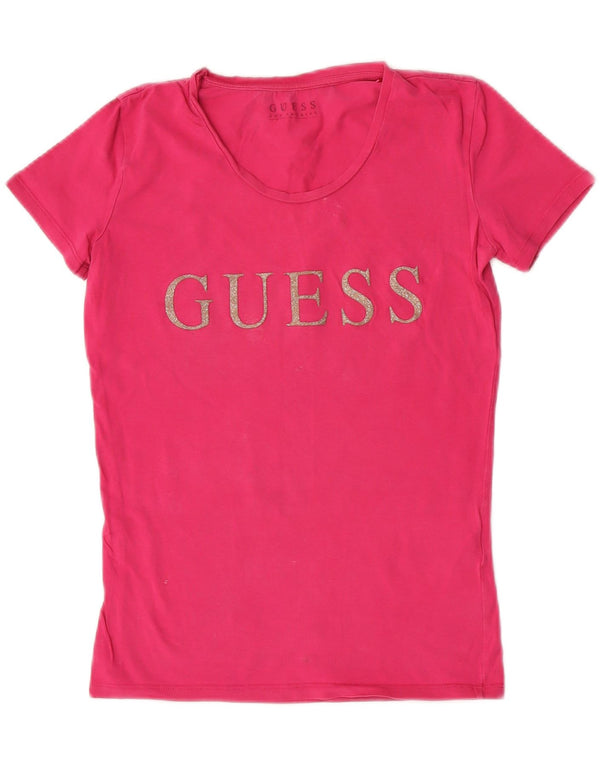 Guess Grafisk T-shirt top til kvinder UK 8 Small Pink