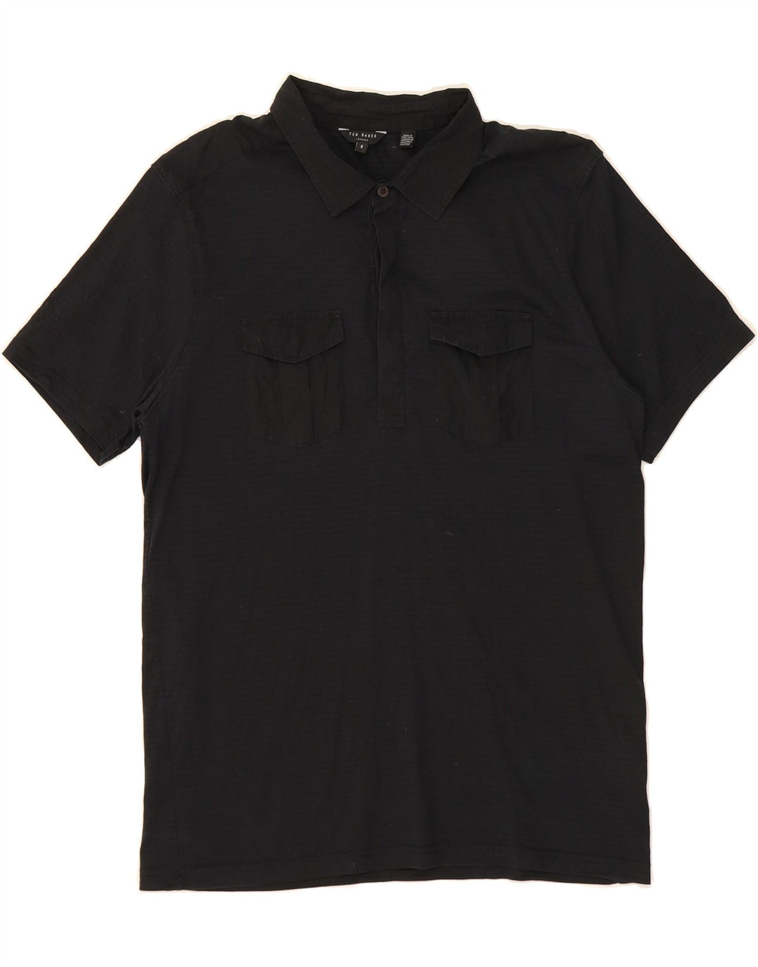 TED BAKER Mens Polo Shirt Size 5 XL Black Pinstripe Cotton Vintage Ted Baker and Second-Hand Ted Baker from Messina Hembry 