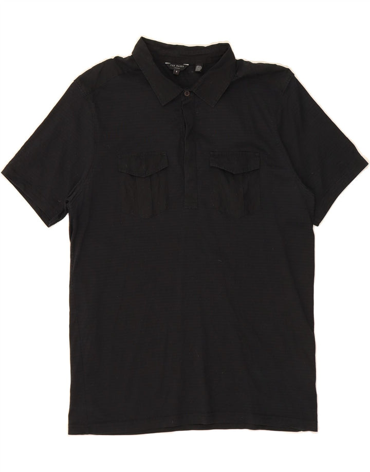 TED BAKER Mens Polo Shirt Size 5 XL Black Pinstripe Cotton Vintage Ted Baker and Second-Hand Ted Baker from Messina Hembry 