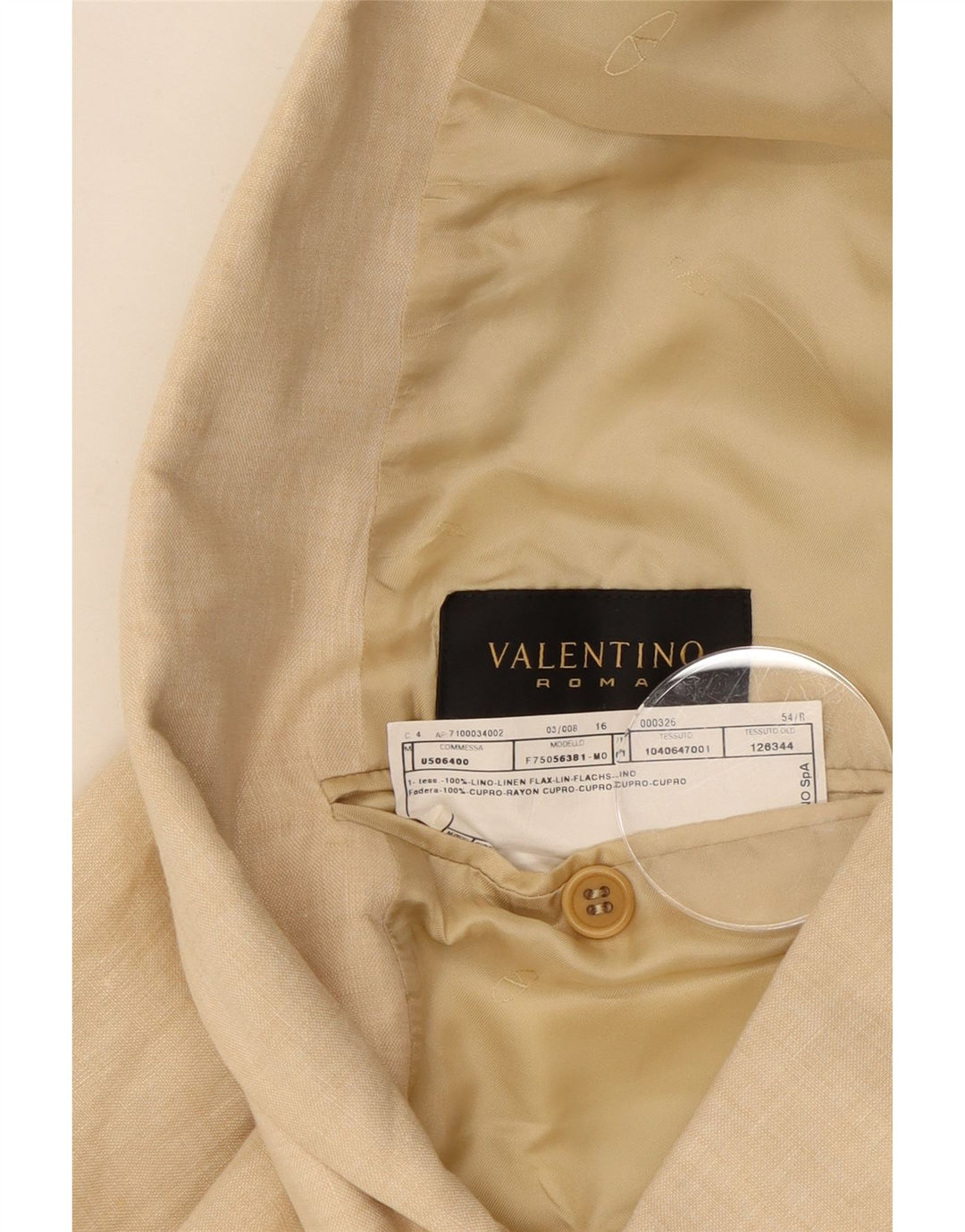 Valentino Herre dobbeltradet blazerjakke IT 54 2XL Beige hør