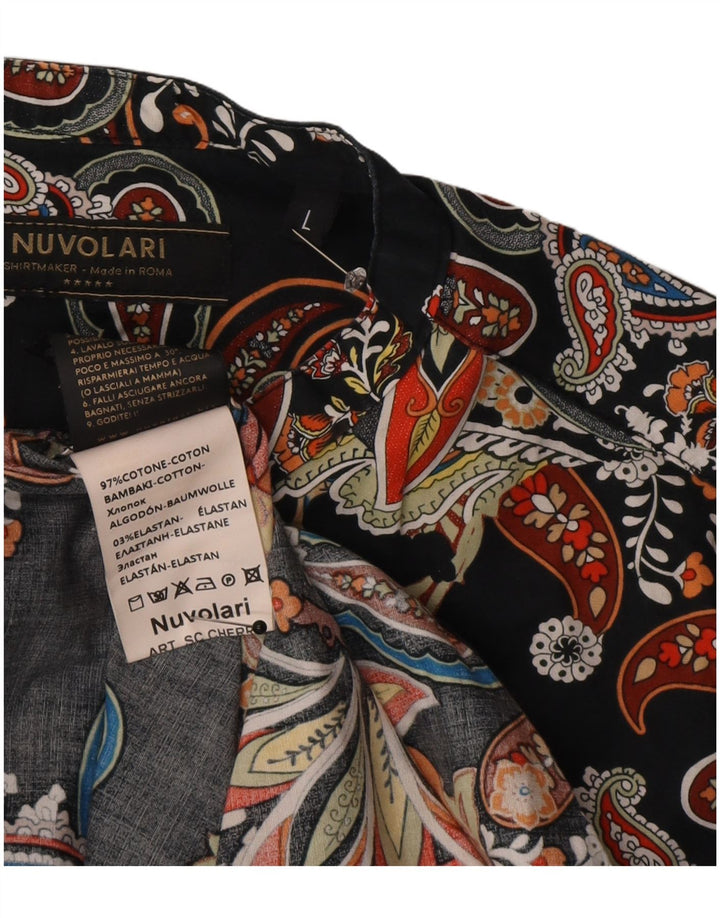 Vintage herreskjorte stor sort Paisley bomuld