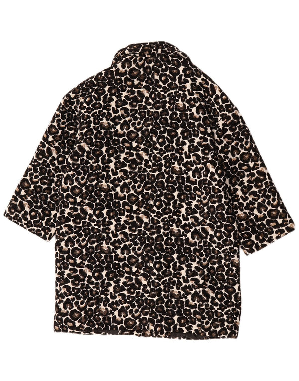 Topshop Dame Oversized Overfrakke UK 8 Small Black Animal Print Bomuld