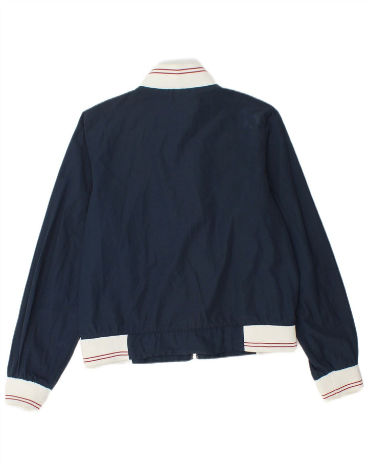 Fred Perry Womens Bomber Jacket UK 10 Small Navy Blue Colourblock Nylon