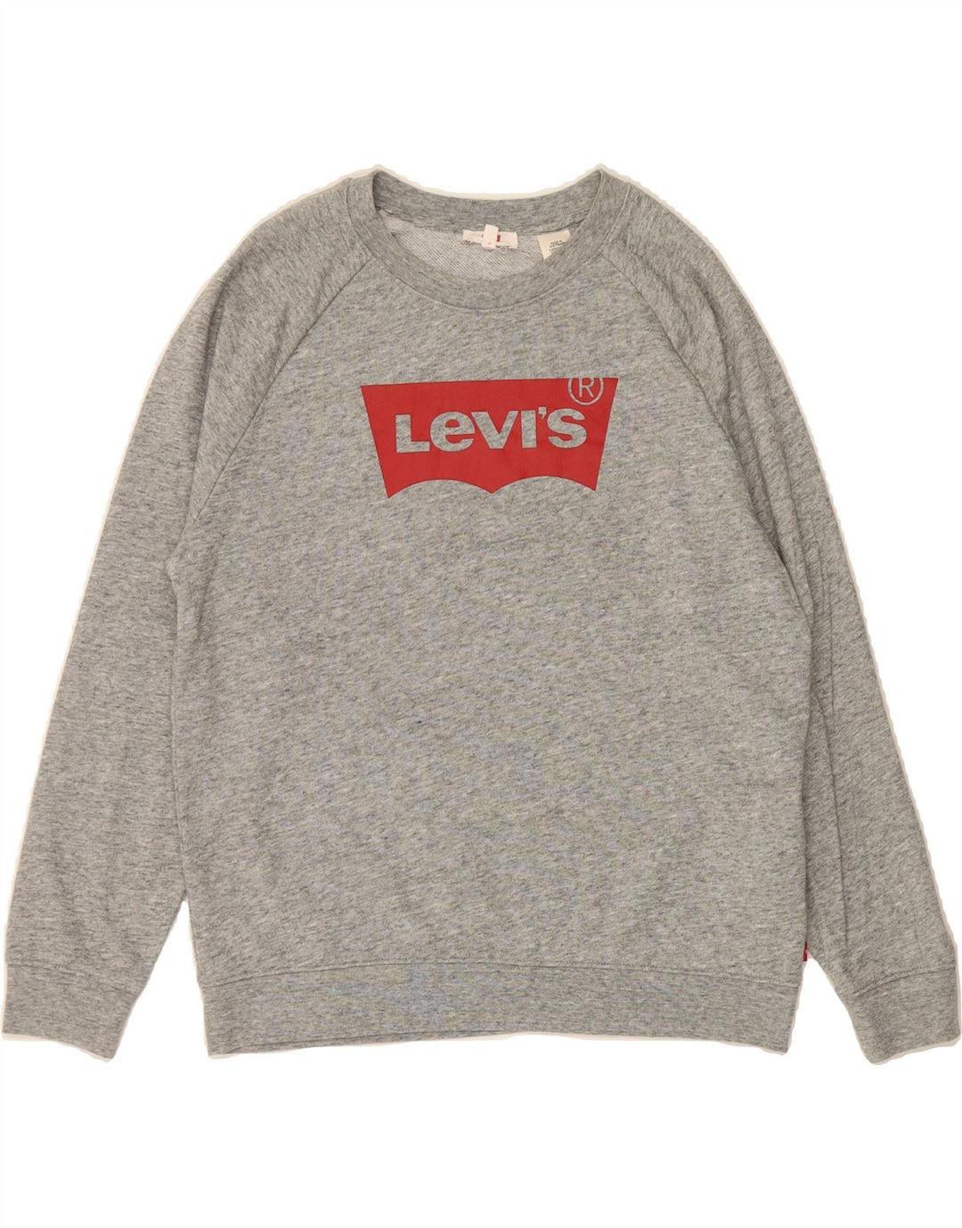 LEVI'S Womens Oversized Graphic Sweatshirt Jumper UK 10 Small Grey Flecked Vintage Levi's and Second-Hand Levi's from Messina Hembry 