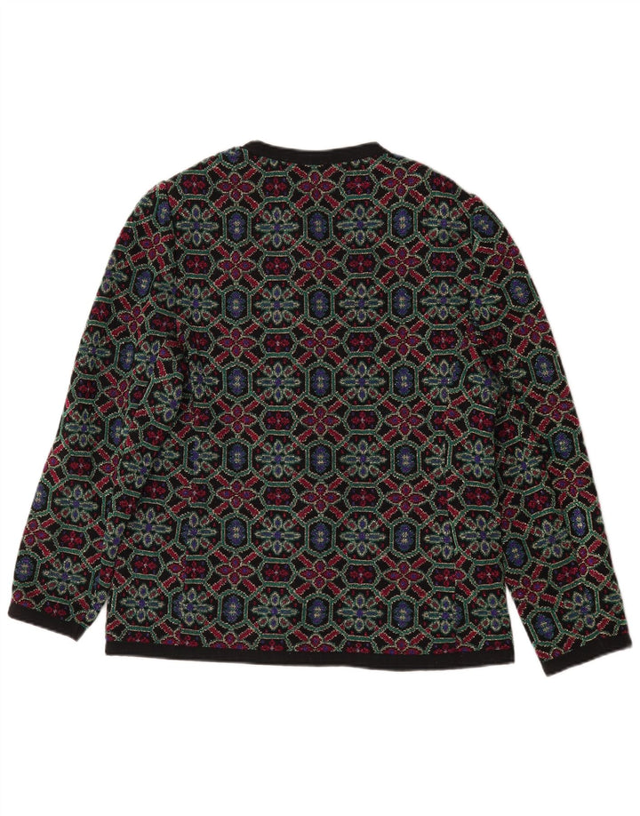 Les Lunis dame cardigan sweater IT 48 XL Flerfarvet geometrisk uld