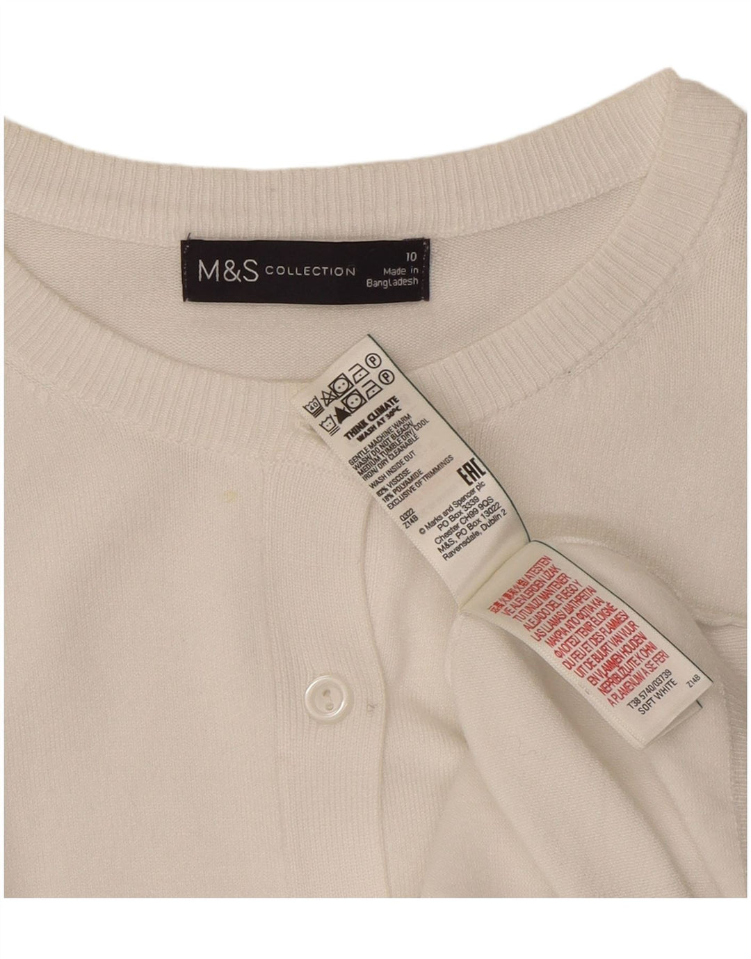 Marks & Spencer Dame Cardigan Sweater UK 10 Small White Viscose