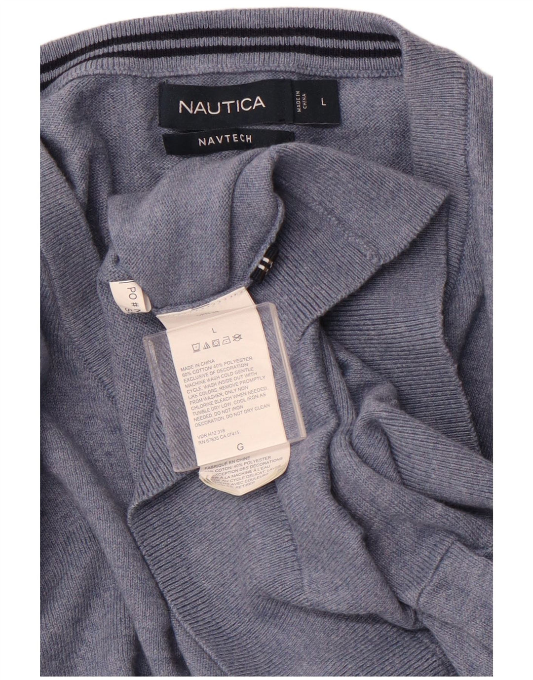 NAUTICA Herre Navtech V-hals sweater Stor blå bomuld