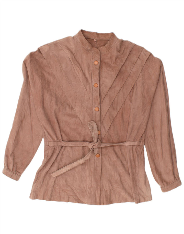 VINTAGE Dame Ruskindsskjorte Bluse EU 44 XL Brun