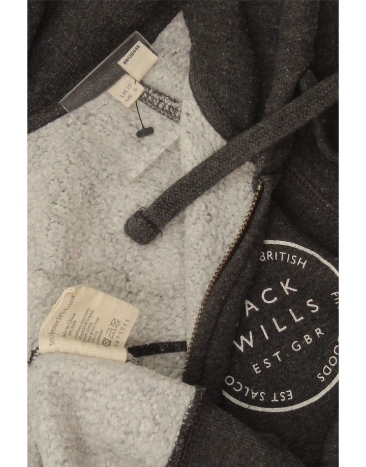 Jack Wills Dame Grafisk Hættetrøje Sweater UK 10 Lille Grå Polyester