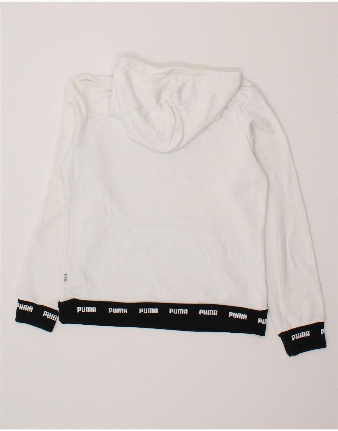PUMA Womens Graphic Hoodie Jumper UK 14 Medium White Cotton Vintage Puma and Second-Hand Puma from Messina Hembry 