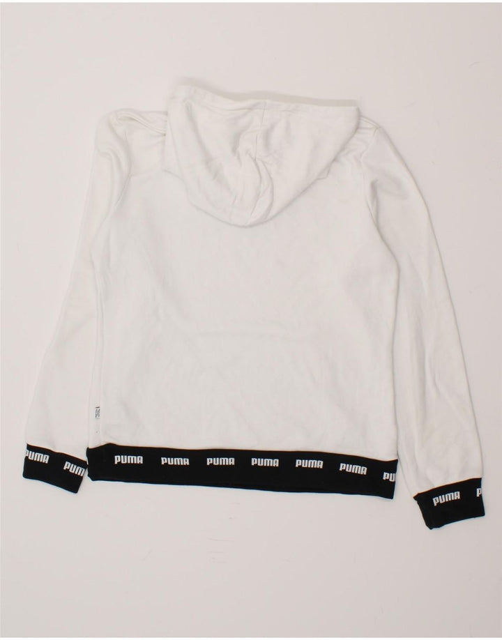 PUMA Womens Graphic Hoodie Jumper UK 14 Medium White Cotton Vintage Puma and Second-Hand Puma from Messina Hembry 