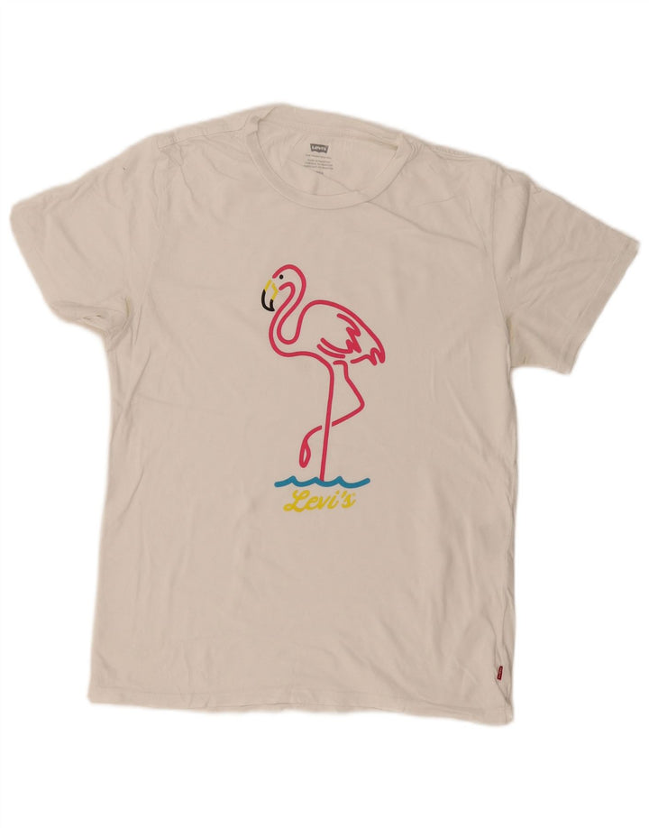 Levi's Dame Grafisk T-Shirt Top UK 10 Small White