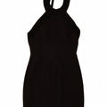 VINTAGE Dame Halter Dress UK 12 Medium Black