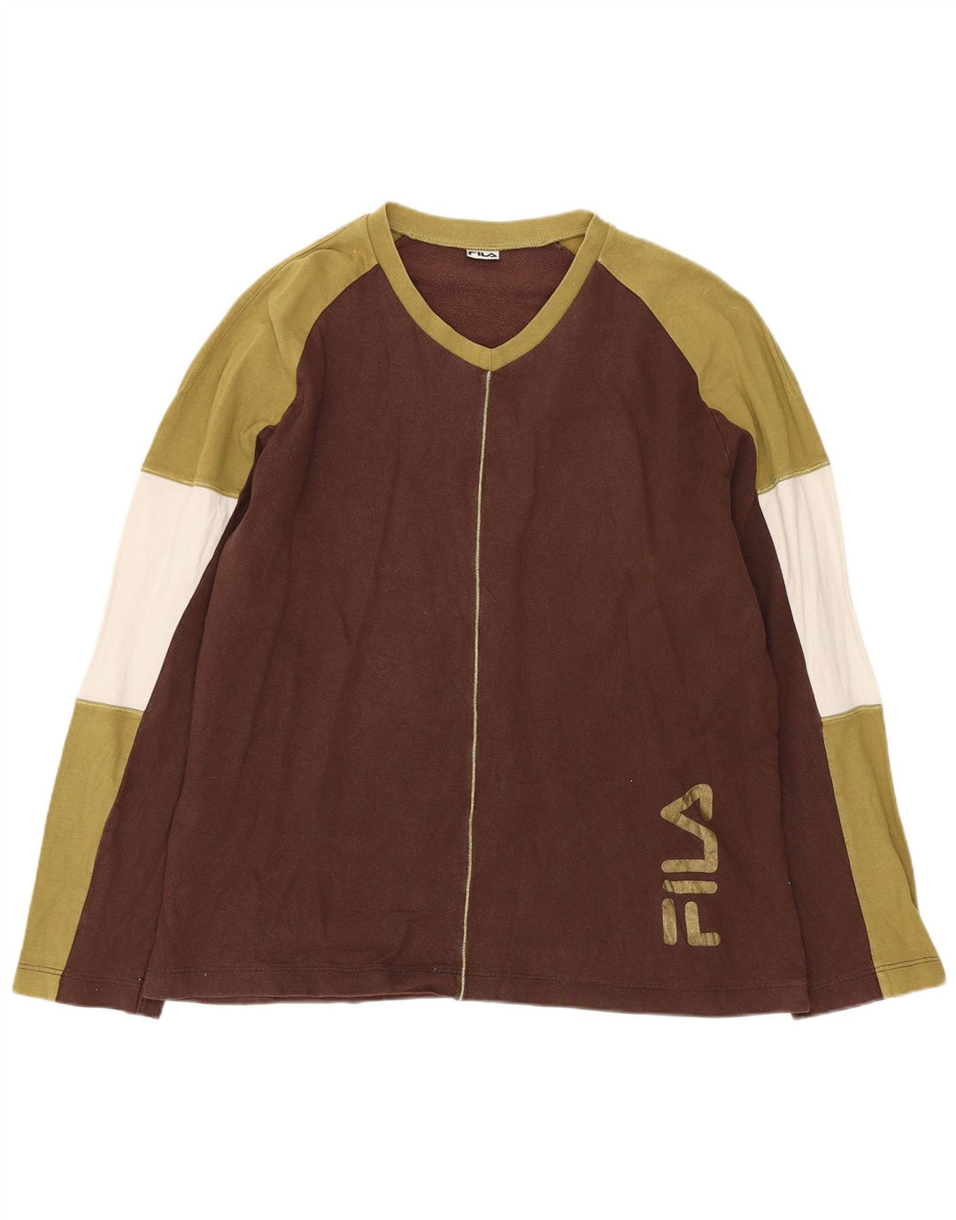 FILA Grafisk sweatshirt til mænd, lille brun colourblock bomuld