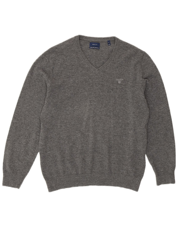 GANT Herre V-hals sweater XL Grå lammeuld