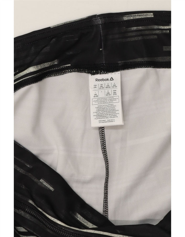 Reebok Dame Capri Leggings UK 24/26 2XL Sort Stribet Polyester