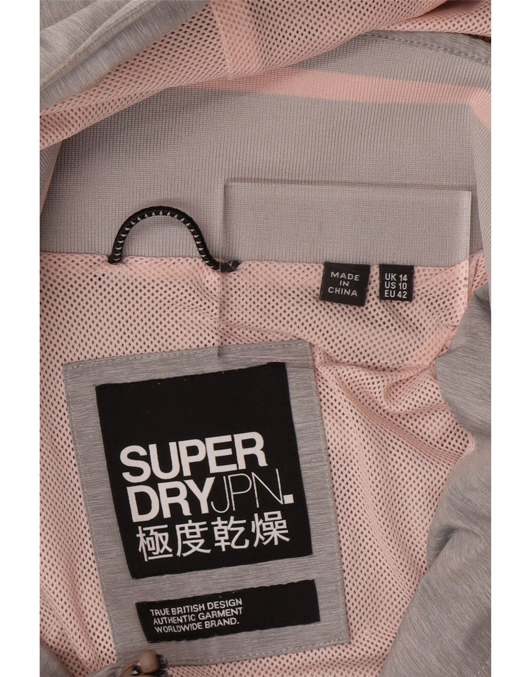 SUPERDRY Womens Hooded Rain Jacket UK 14 Large Grey Vintage Superdry and Second-Hand Superdry from Messina Hembry 